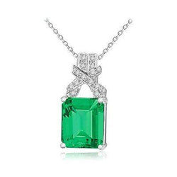 Kolumbianische Halskette mit grünem Smaragd und Aus der Erde Abgebauter Natürlicher Diamanten 12.40 ct. WG 14K