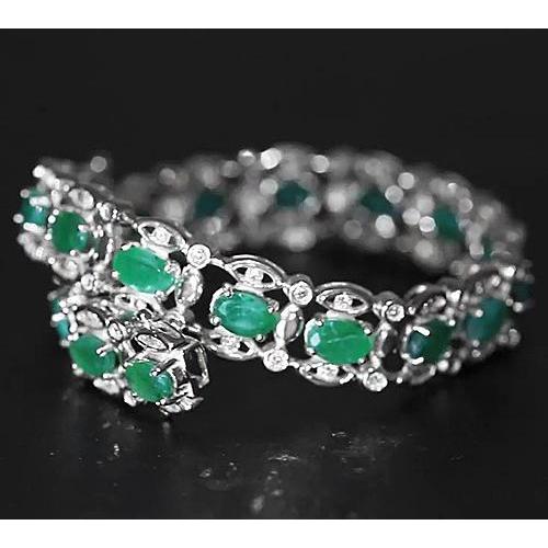 Kolumbianisches Grüner Smaragd Diamant Armband 21 Karat Weißgold 14K Neu - harrychadent.de