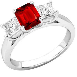 Krappen-Set Roter Rubin und Aus der Erde Abgebauter Natürlicher Diamanten 4.00 Karat Ring 14K Gold