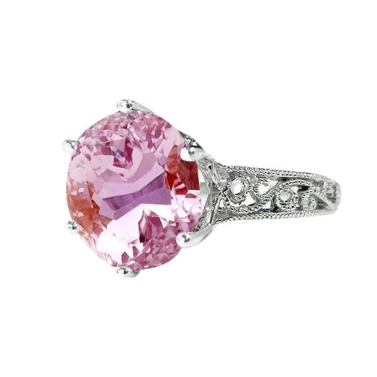 Krappenset 21.00 Ct Solitaire Rosa Kunzit Ehering Weißgold - harrychadent.de