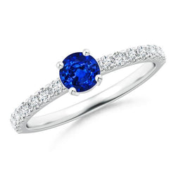 Krappenset 3,10 ct Ceylon Saphir Aus der Erde Abgebauter Natürlicher Diamanten Ehering Weißgold 14K