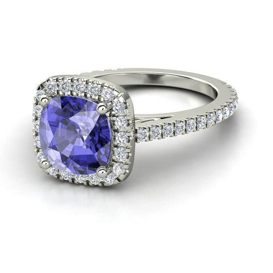 Krappenset 4,50 Kt Blauer Tansanit mit Diamanten Ring Weißgold 14K - harrychadent.de