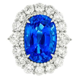 Krappenset 8,5 Kt Ceylon Blauer Saphir Diamanten Ehering Weiß