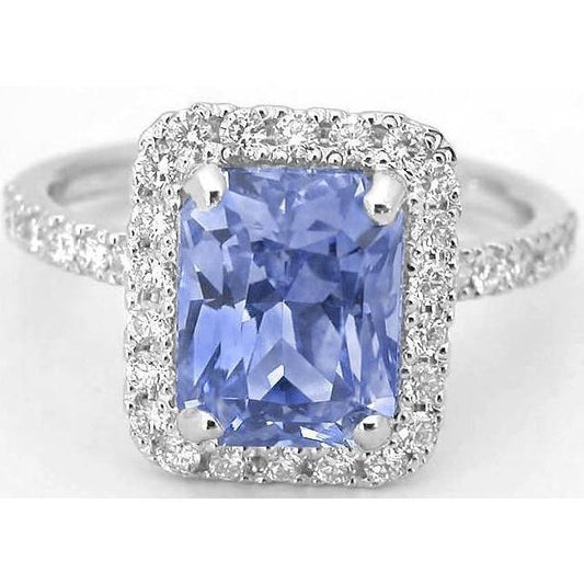 Krappenset Ceylon Saphir mit Diamanten 4 Karat Ring Weißgold 14K - harrychadent.de