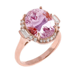 Krappenset Kunzit und Aus der Erde Abgebauter Natürlicher Diamanten 26 Kt. Jubiläumsring Roségold