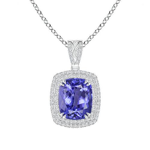 Krappenset Tansanit mit Diamanten 16,25 Ct Anhänger mit Kette Gold - harrychadent.de