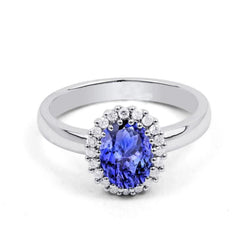 Krappenset Tansanit und Aus der Erde Abgebauter Natürlicher Diamanten 3,70 Karat Ehering 14K Gold