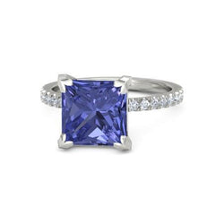 Krappenset Tansanit und Aus der Erde Abgebauter Natürlicher Diamanten 3.80 Karat Ring Weißgold 14K