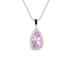 Kunzit mit Aus der Erde Abgebauter Natürlicher Diamant-Halsketten-Anhänger Weißgold 14K 11,50 Ct