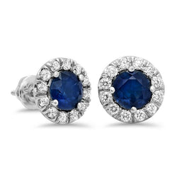 Lady Studs Ohrring Sri Lankan Saphir Aus der Erde Abgebauter Natürlicher Diamanten 4,20 ct Weißgold