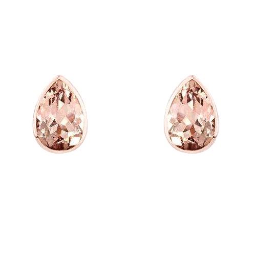 Lünette Set 12,50 ct Morganit Ohrstecker im Birnenschliff Roségold 14K - harrychadent.de