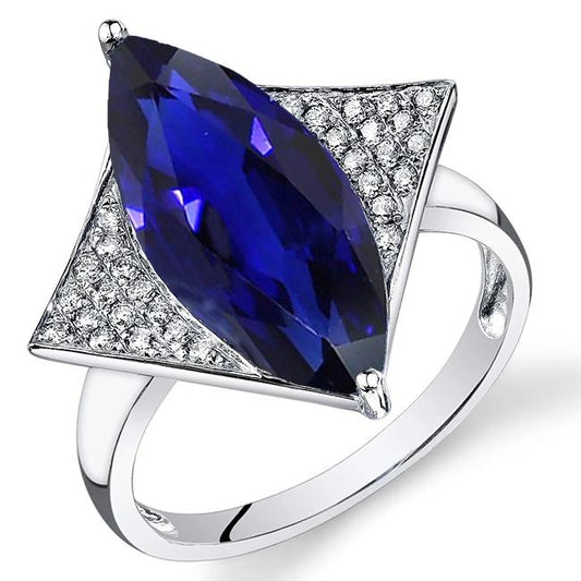 Marquise Blue Saphir Verlobungsring mit kleinen Diamanten 5,50 Karat - harrychadent.de