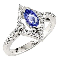 Marquise Ceylon Blauer Saphir Und Diamanten Weißgold Ring 4,51 Karat