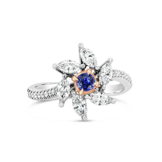 Marquise Diamant Runden Saphir Ring Flower Style 2,50 Karat Zweifarbig - harrychadent.de