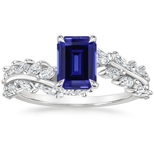 Marquise Diamant und Smaragdblauer Saphir Ring 3 Karat Schmuck - harrychadent.de