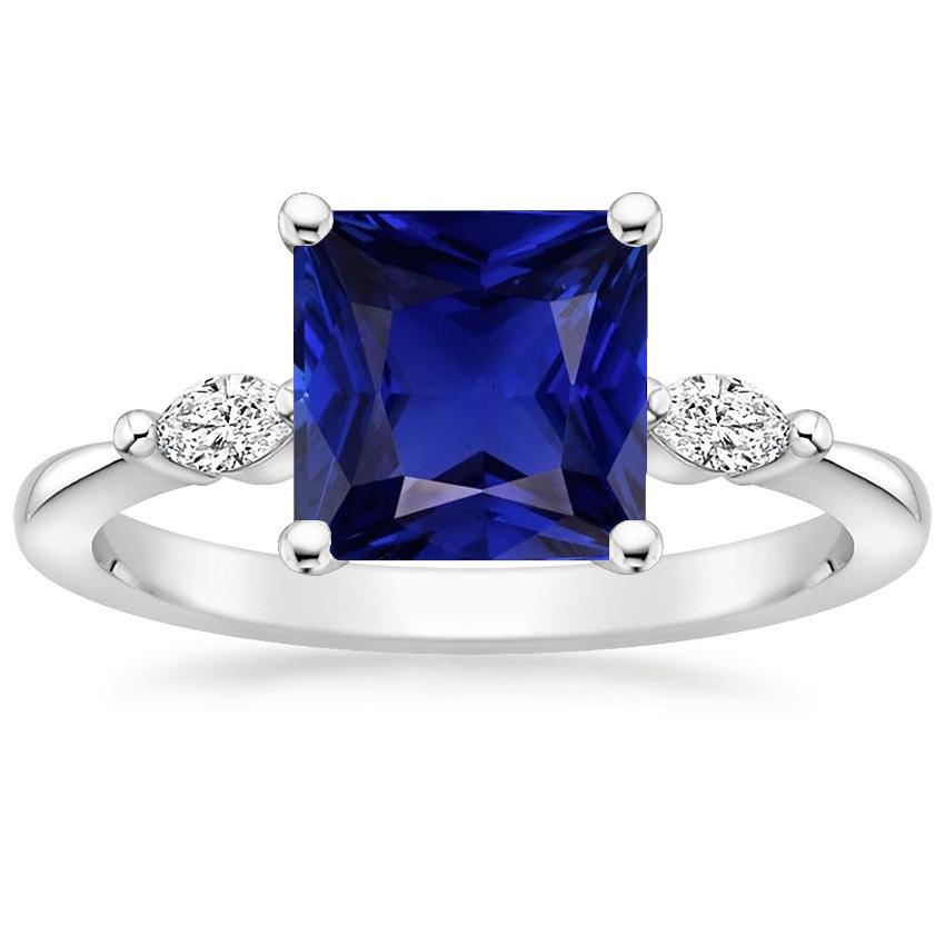 Marquise Diamantring 3 Steine Prinzessin Ceylon Saphir 5,25 Karat - harrychadent.de