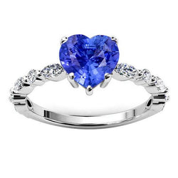 Marquise & runder Aus der Erde Abgebauter Natürlicher Diamantring Herz Hellblauer Saphir 3 Karat