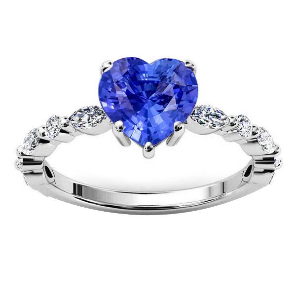 Marquise & runder Diamantring Herz Hellblauer Saphir 3 Karat - harrychadent.de