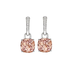 Morganit und Aus der Erde Abgebauter Natürlicher Diamanten Ohrhänger Weißgold 14K 8.80 Karat