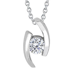 Natürliche Lünette Set 1,00 Karat Rundschliff Aus der Erde Abgebauter Natürlicher Diamant-Anhänger-Halskette WG 14K