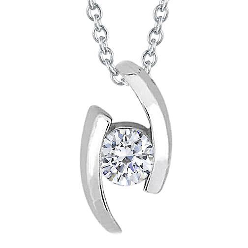 Natürliche Lünette Set 1,00 Karat Rundschliff Diamant-Anhänger-Halskette WG 14K