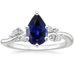 Natürlicher birnenblauer Saphir & Marquise, Ring mit runden Aus der Erde Abgebauter Natürlicher Diamanten 6,75 Karat