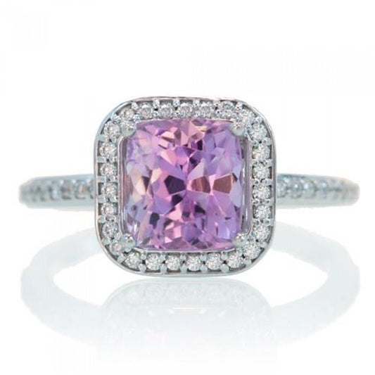 Natürlicher rosa Kunzit mit Diamantring Lady Jewelry Gold 18,45 Ct - harrychadent.de