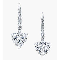 Ohrringe mit Aus der Erde Abgebauter Natürlicher Diamanten im Herz- und Rundschliff 4,70 ct Weißgold 14K