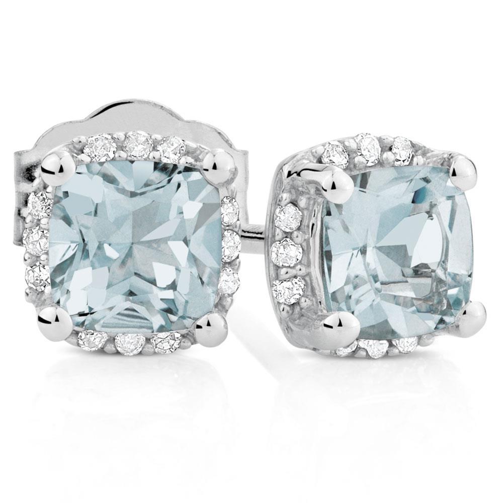 Ohrstecker mit Aquamarin und Diamanten Halo 6.80 Ct - harrychadent.de