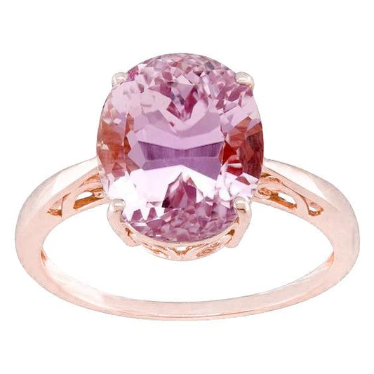 Oval Cut 19 Karat Solitär Pink Kunzit Ehering Roségold 14K - harrychadent.de