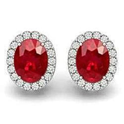 Oval Cut Red Ruby & Diamant Lady Stud 4,50 Karat Ohrringe Neu
