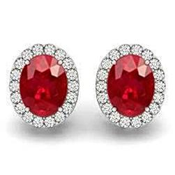 Oval Cut Red Ruby & Diamant Lady Stud 4,50 Karat Ohrringe Neu - harrychadent.de