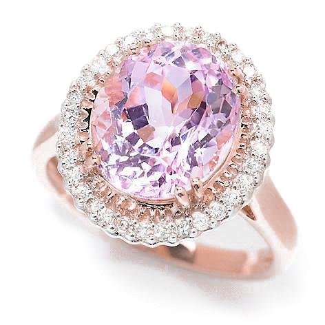 Oval Pink Kunzit mit Diamant Fancy Ring Roségold 14K 21,75 Karat - harrychadent.de