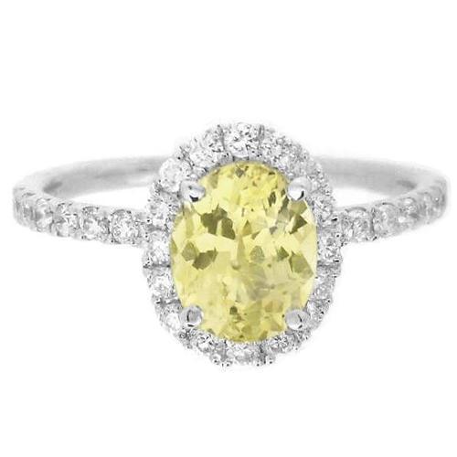 Oval & Rundschliff Gelber Saphir Aus der Erde Abgebauter Natürlicher Diamantring 5 Karat Weißgold 14K