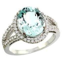Ovaler Aquamarin und Diamanten 16.35 ct Jubiläumsring Weißgold - harrychadent.de
