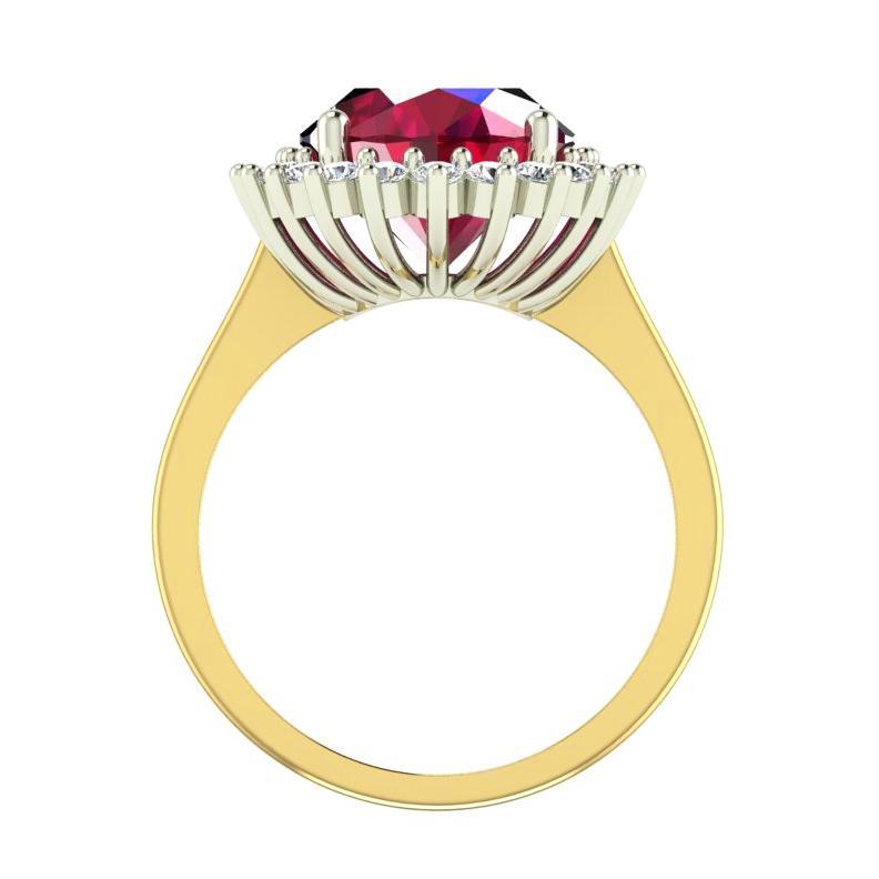 Ovaler Burma-Rubin-Diamant-Blumen-Stil Ring 10,50 Karat zweifarbiges Gold - harrychadent.de