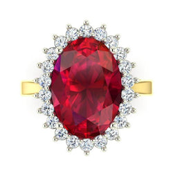 Ovaler Burma-Rubin-Aus der Erde Abgebauter Natürlicher Diamant-Blumen-Stil Ring 10,50 Karat zweifarbiges Gold