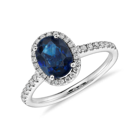 Ovaler Ceylon Saphir Ring Diamant Hochzeit Weißgold 14K 2,75 Ct - harrychadent.de