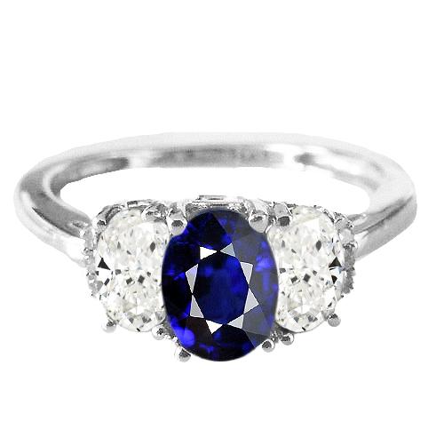 Ovaler Diamant-Jubiläumsring Natürlicher blauer Saphirstein 2,50 Karat - harrychadent.de