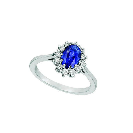 Ovaler Saphir-Aus der Erde Abgebauter Natürlicher Diamant-Fancy-Ring 1,55 Karat Weißgold 14K