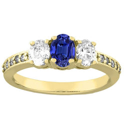Ovaler Saphir Edelstein Ring 3 Karat Damen Funkelnder Aus der Erde Abgebauter Natürlicher Diamantschmuck
