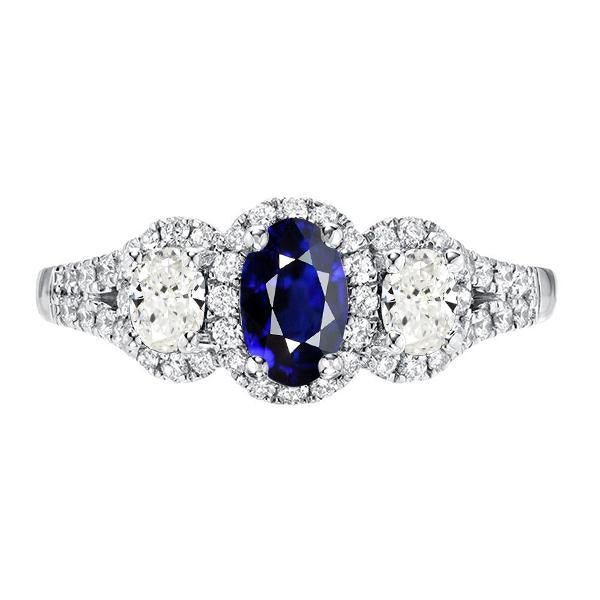 Ovaler Saphir Halo Ring 3 Steine Stil 3,50 Karat Split Shank Diamanten - harrychadent.de