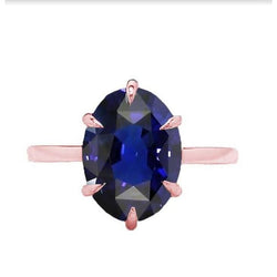 Ovaler Solitaire Deep Blue Saphir Ring Krappen Set 3,50 Karat Schmuck