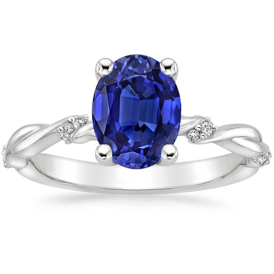 Ovaler Solitär Blauer Saphir mit Akzenten Ring Twist Style 3,50 Karat - harrychadent.de