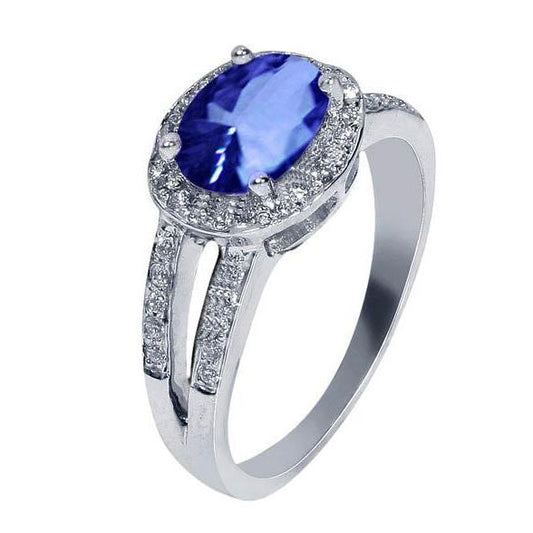 Ovaler Sri Lanka Saphir Ring mit runden Diamanten 3,51 Karat - harrychadent.de