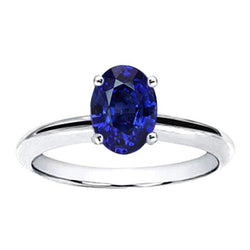 Ovaler Sri Lanka Saphir-Solitärring Weißgold 14 Karat 3,30 Karat