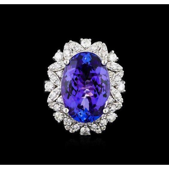 925 Sterlingsilber Ring Oval Tansanit Saphir Natürlich Edelstein Schmuck Größe