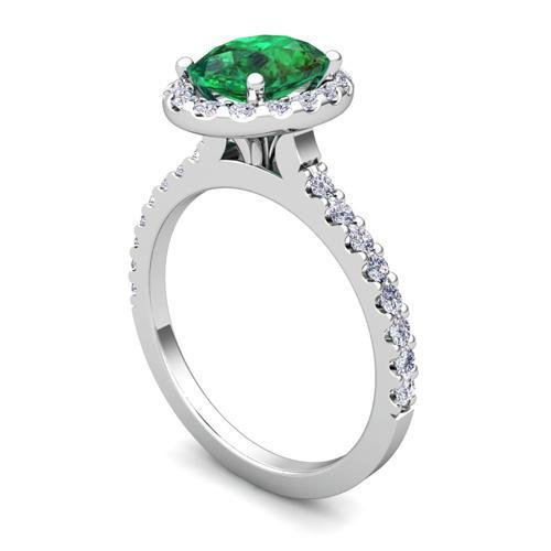 Ovaler grüner Smaragd- und Diamant-Verlobungsring mit 4,30 ct