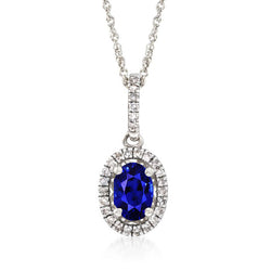 Ovaler srilankischer Saphir- und Aus der Erde Abgebauter Natürlicher Diamant-Halo-Anhänger mit Kette 3 Karat