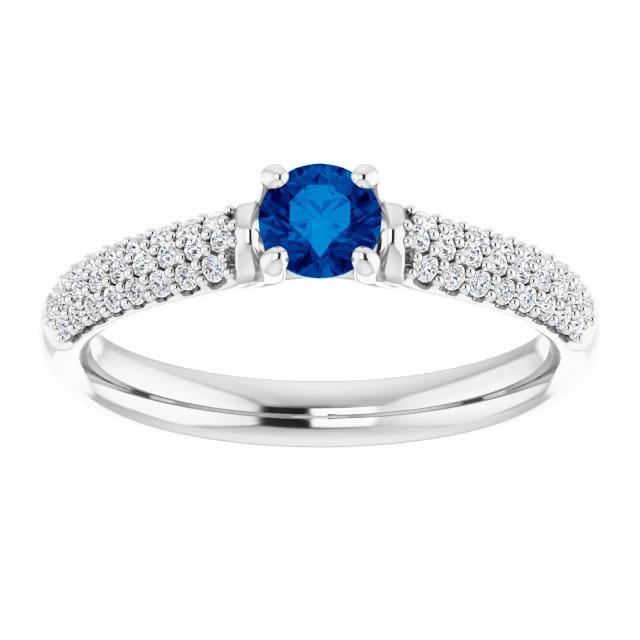 Pave Diamant Blue Saphir 2 Karat Ring Weißgold 14K - harrychadent.de